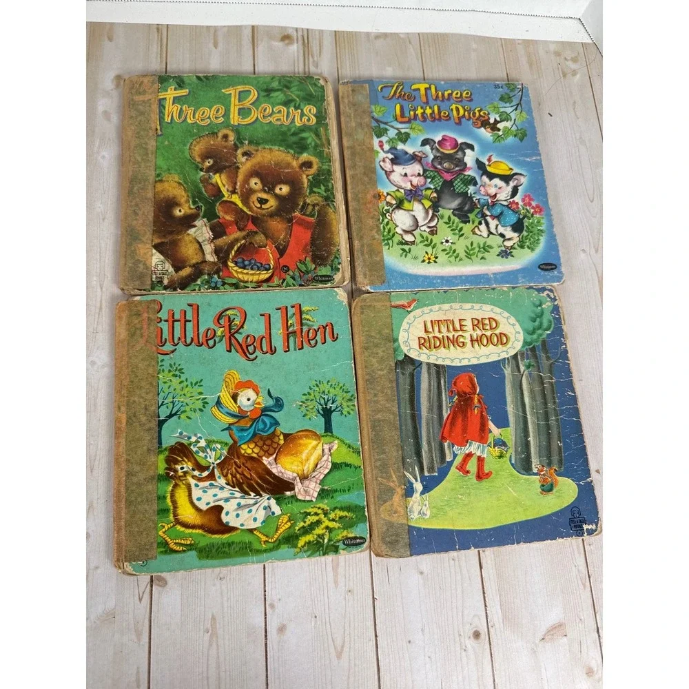 Whitman Tell-A-Tale Lot 4 HC Three Bears Pigs Red Hen Hood Vintage